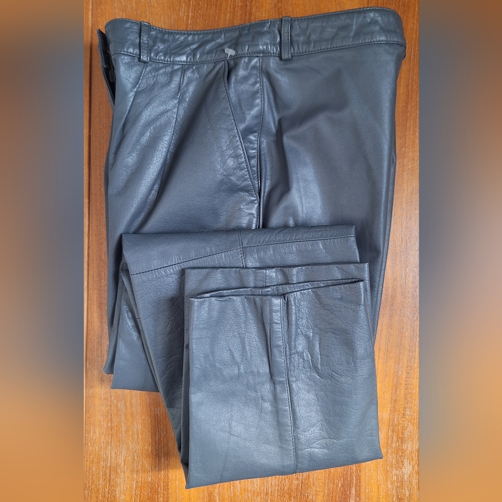 Vintage Tannery West Leather Pants Suspender Trouser Grunge Womens S/M Gray